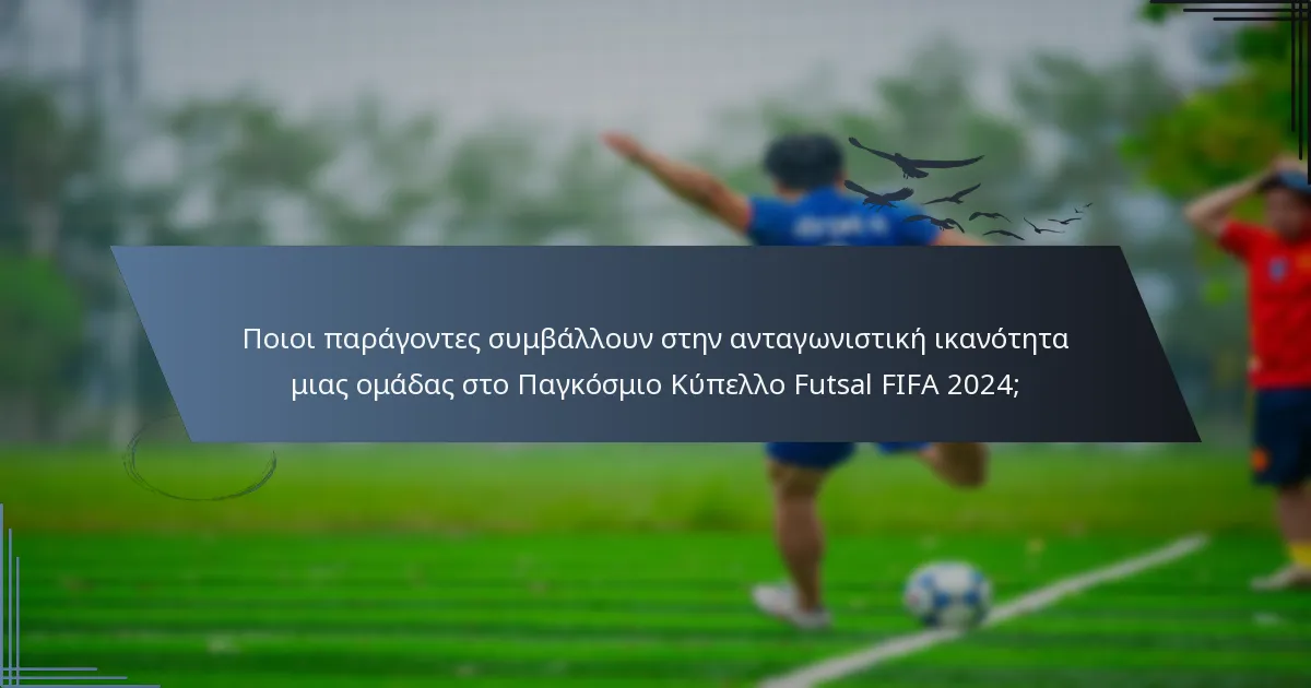 Ποιοι παράγοντες συμβάλλουν στην ανταγωνιστική ικανότητα μιας ομάδας στο Παγκόσμιο Κύπελλο Futsal FIFA 2024;